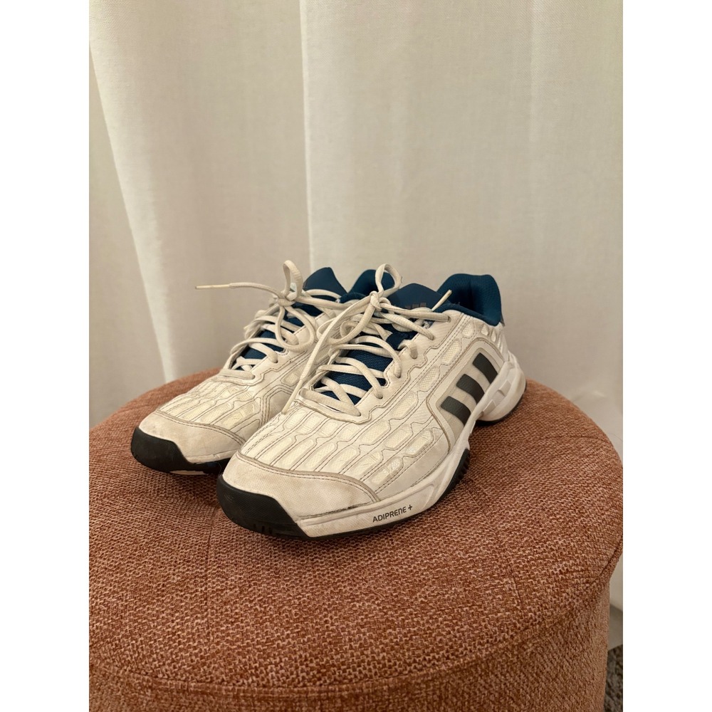 Adidas Barricade Court White Navy Blue Tennis Shoes AF6781 Mens Size 8